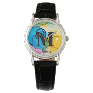 Pretty Rainbow alcohol Ink Watch