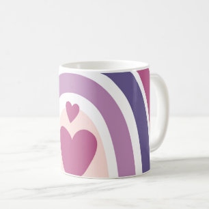 Pretty Rainbow And Hearts Purple Coffee Mug