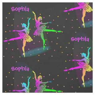 Pretty Rainbow Ballet Dancing Theme Personalized Fabric