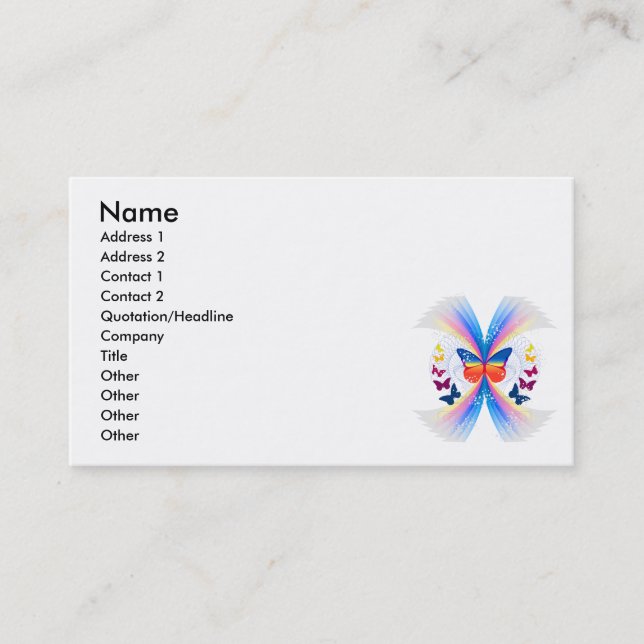 pretty rainbow butterflies swirl design business card (Front)