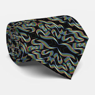 Pretty Rainbow Colored Ribbon Rows Pattern Art Tie