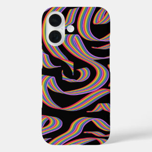 Pretty Rainbow Colored Ribbon Twists Pattern Art iPhone 16 Case