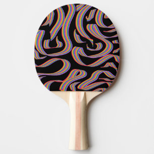 Pretty Rainbow Colored Ribbon Twists Pattern Art Ping Pong Paddle