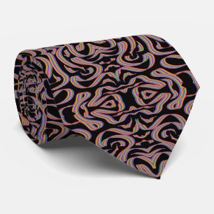 Pretty Rainbow Colored Ribbon Twists Pattern Art Tie