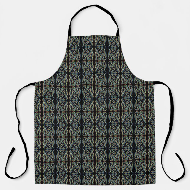 Pretty Rainbow Coloured Ribbon Rows Pattern Art Apron (Front)