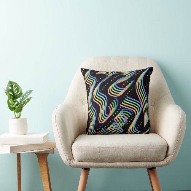 Pretty Rainbow Coloured Ribbon Rows Pattern Art Throw Pillow (Chair)