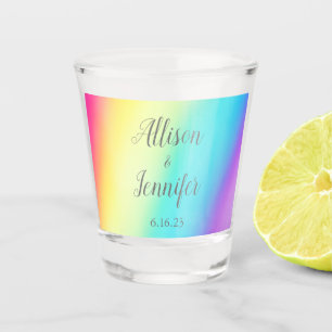 Pretty Rainbow Fade Colourful Personalized Wedding Shot Glass