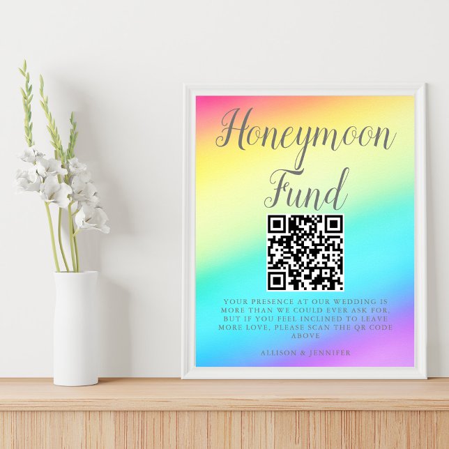 Pretty Rainbow Fade Custom Wedding Honeymoon Fund Poster (Creator Uploaded)