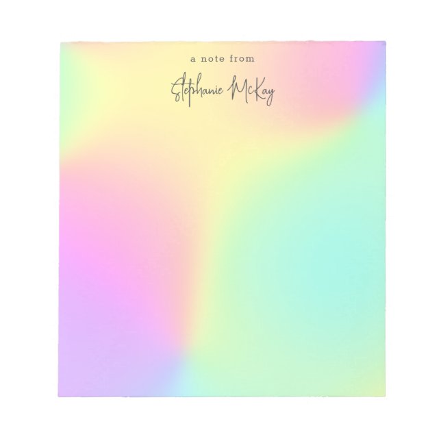 Pretty rainbow gradient personalized notepad (Front)