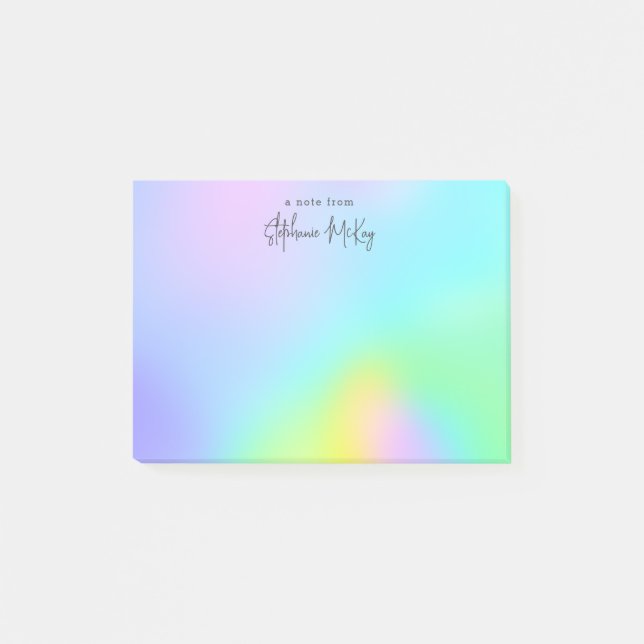 Pretty rainbow gradient personalized post-it notes (Front)