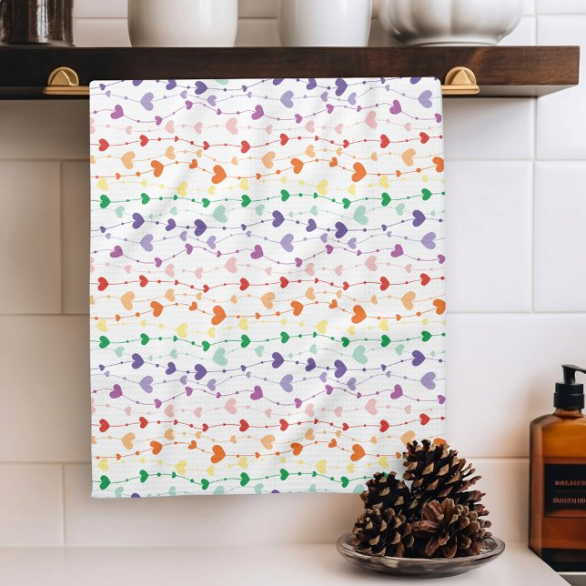 Pretty Rainbow Hearts Pattern Family Kitchen Towel (Creator Uploaded)
