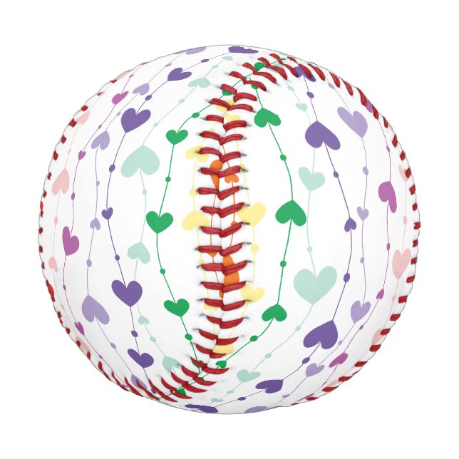Pretty Rainbow Hearts Pattern Girls Baseball (Angled)