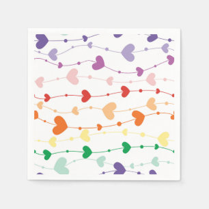 Pretty Rainbow Hearts Pattern Kids Napkin