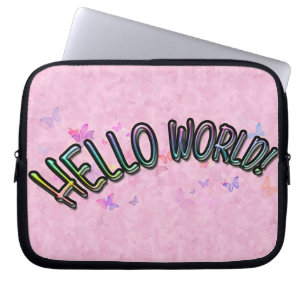 Pretty Rainbow Hello World Laptop Sleeve