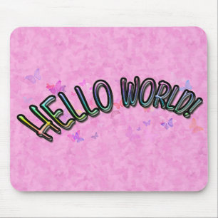 Pretty Rainbow Hello World Mouse Pad