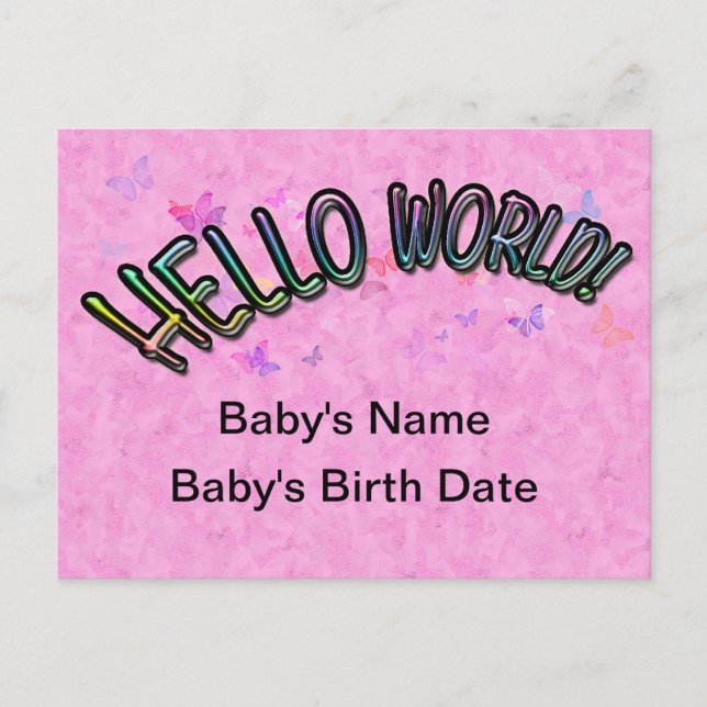 Pretty Rainbow Hello World Postcard (Front)