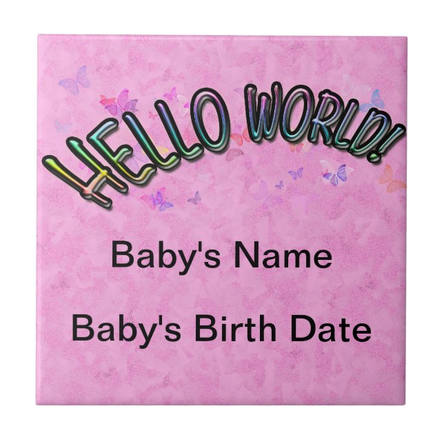 Pretty Rainbow Hello World Tile (Front)