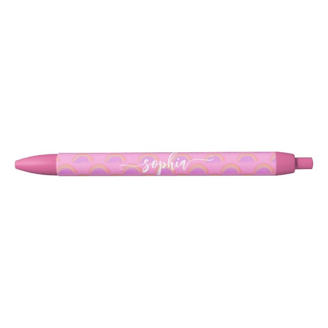 Pretty rainbow pastel colourful name personalized  black ink pen (Front)