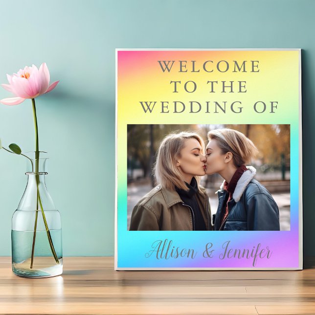 Pretty Rainbow Personalized Photo Wedding Welcome Poster (Creator Uploaded)