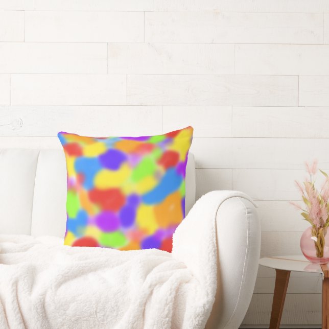 Pretty Rainbow Splodges Abstract Design -  Throw Pillow (Couch)