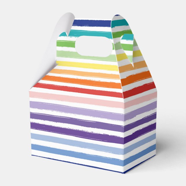 Pretty Rainbow Stripe Pattern Birthday Favor Box (Front Side)