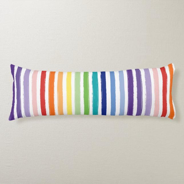 Pretty Rainbow Stripe Pattern Body Pillow (Front)