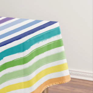 Pretty Rainbow Stripe Pattern Kitchen Tablecloth