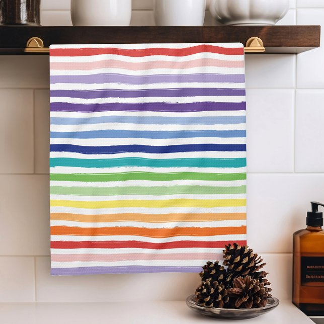 Pretty Rainbow Stripe Pattern Kitchen Towel (Creator Uploaded)