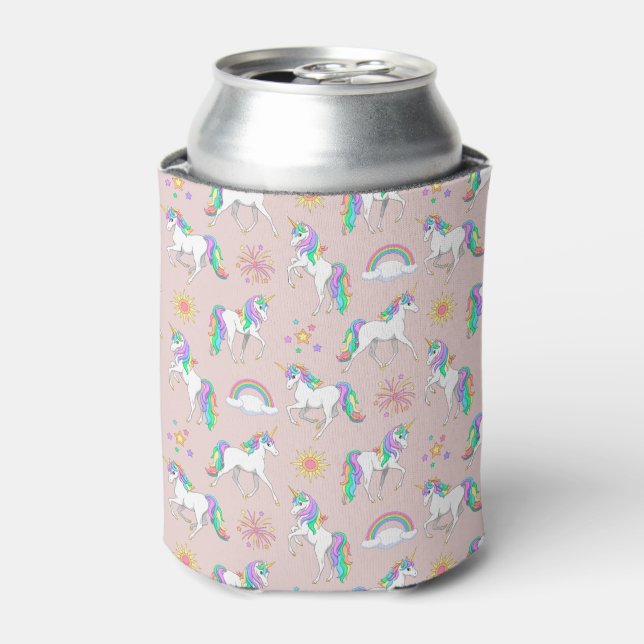 Pretty Rainbow Unicorns Can Cooler (Can Front)