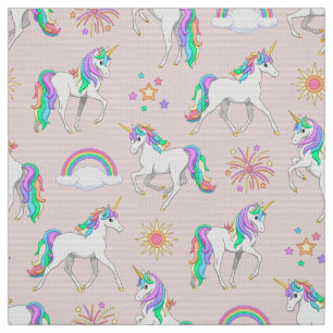 Pretty Rainbow Unicorns Fabric