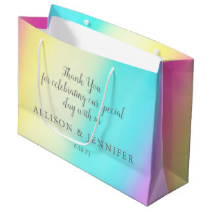 Pretty Rainbow Wedding Personalized Large Gift Bag
