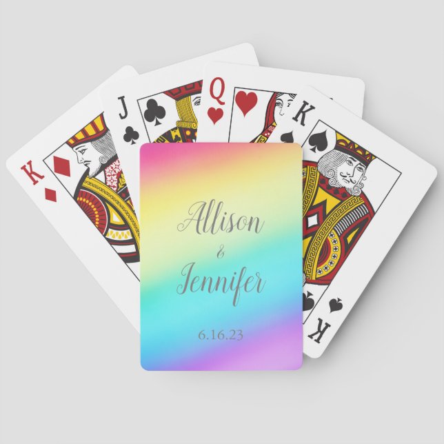 Pretty Rainbow Wedding Personalized Playing Cards (Back)