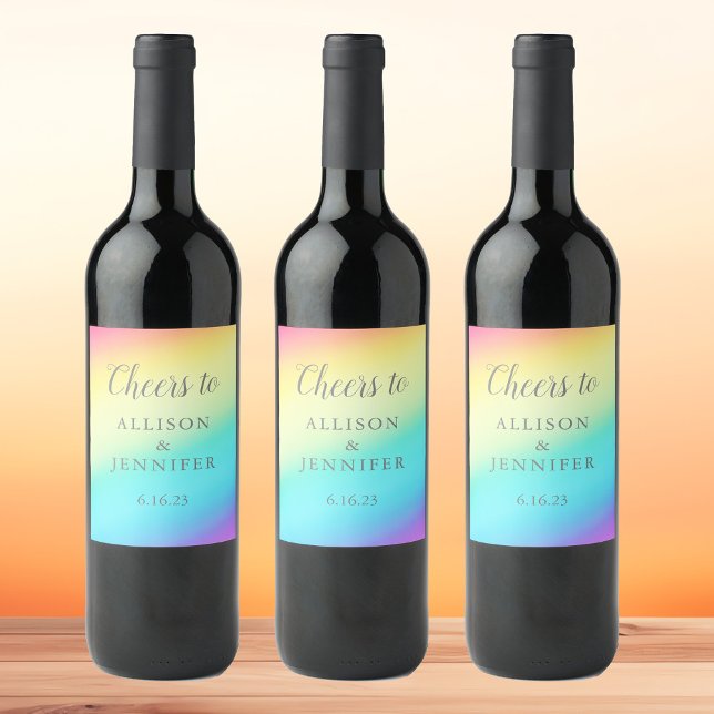 Pretty Rainbow Wedding Personalized Wine Label (Creator Uploaded)