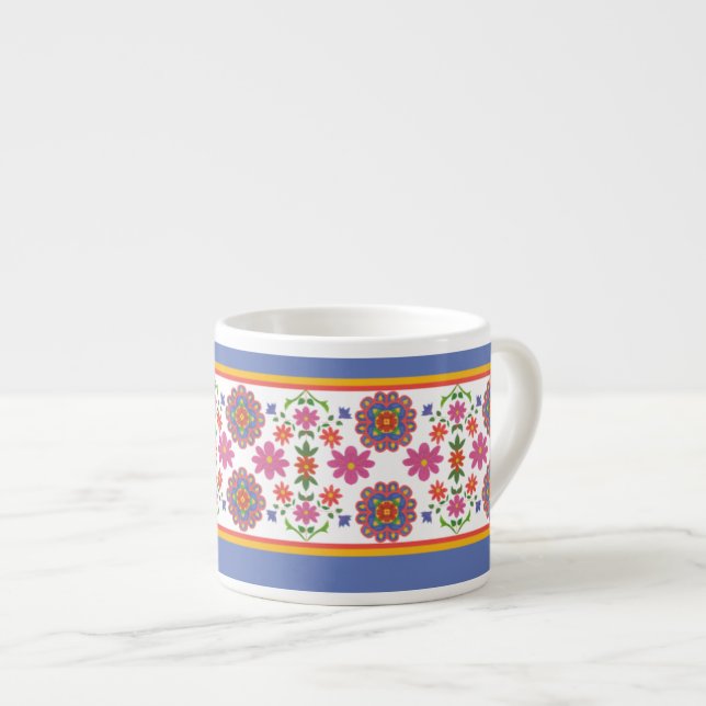 Pretty Rangoli Floral Borders Espresso Mug (Front Right)