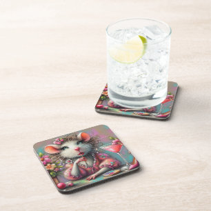 Pretty Rat Lady Having a Martini Contemplating Coaster