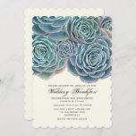 Pretty Real Succulents Wedding Breakfast Invitation<br><div class="desc">Succulents wedding breakfast invitation. Special friends and family gather before the wedding, or the day after, to celebrate with the couple. This invitation contains a wide country floral border in beautiful blue-green colours. These succulents are commonly known as hens-and-chickens and grow as a ground cover in gardens. This stationery design...</div>