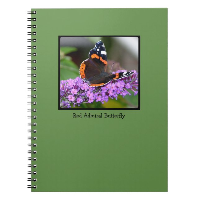Pretty Red Admiral Butterfly Notebook (Front)