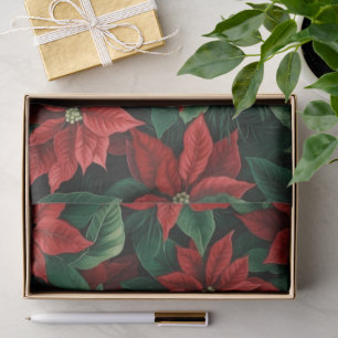 Pretty Red and Green Poinsettias Digital Art Tissue Paper