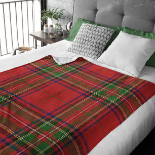 Pretty Red and Green Tartan Plaid Christmas Fleece Blanket