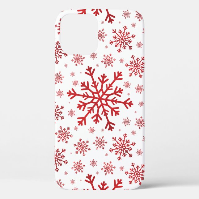 Pretty Red Christmas Snowflakes on Winter White Case-Mate iPhone Case (Back)