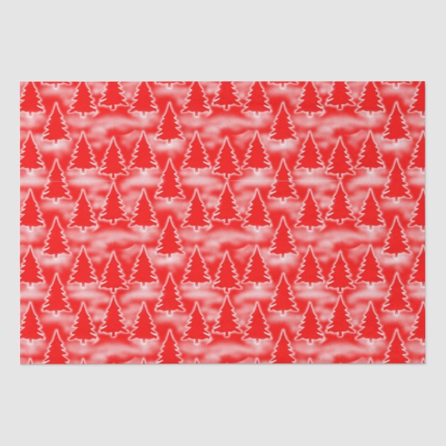 Pretty Red Christmas Trees Tissue Paper (Front)
