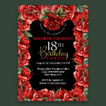 Pretty Red Floral 18th Birthday Invitation<br><div class="desc">Pretty Red Floral 18th Birthday Invitation For Women.  Easy To Change The Sample Text To Your Own By Clicking Personalize.  Click Personalize/Edit With Design Tool To Change The Font Type,  Font Colour,  Font Size,  Or To Add/Delete/Change The Text Or Design Elements.</div>