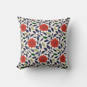 Pretty red floral pattern throw pillow