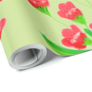 Pretty Red Flowered Tissue Paper