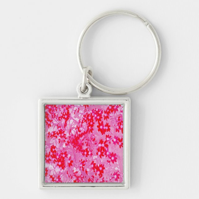Pretty Red Flowers Keychain (Front)