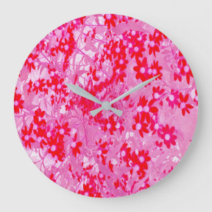Pretty Red Flowers Large Clock