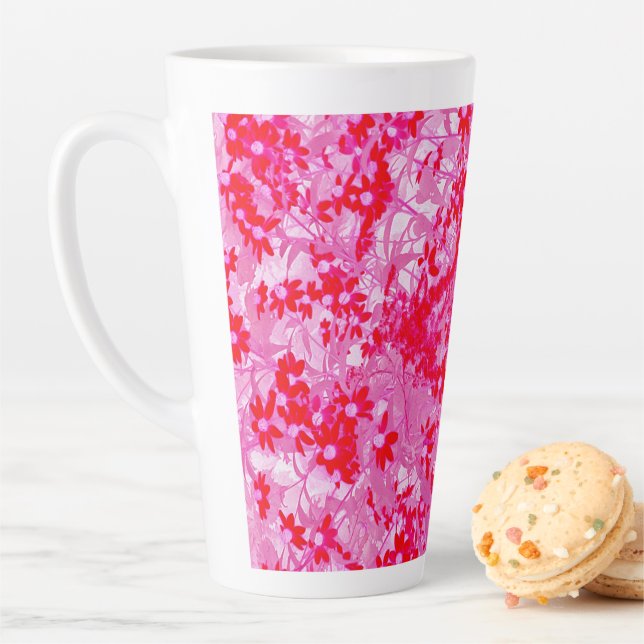 Pretty Red Flowers Latte Mug (In Situ)