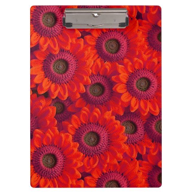 Pretty red flowers pattern clipboard (Front)