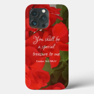 Pretty Red Flowers Special Treasure Bible Verse iPhone 13 Pro Case