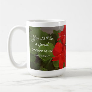 Pretty Red Flowers Special Treasure Bible Verse Coffee Mug